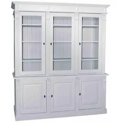 Vitrine Landhaus aus Kiefernholz, 3 Glastüren, 3 Türen