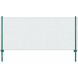 vidaXL Maschendrahtzaun mit Pfosten 25 x 0,75 m Grün