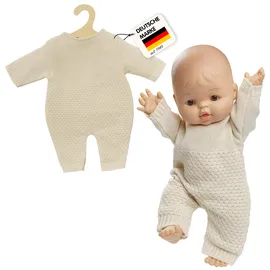 Heless 1480 Puppen-Strickstrampler aus 100 Bio-Baumwolle, ecru, Gr. 28-35 cm