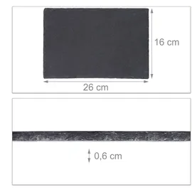 Relaxdays Schieferplatte, 4er Set, rechteckige Servierplatte, 26 x 16 cm, für Käse, Sushi, Desserts, Buffet, Anthrazit