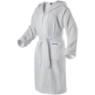 Mount Swiss Bademantel Damen Herren ARBON mit Kapuze aus edler Baumwolle I Morgenmantel flauschig I Frottee Farbe: weiß, Grösse: XL - XL