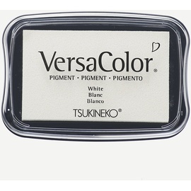 Rayher Hobby 29017102 Tsukineko Versa Color Pigment-Stempelkissen, weiß, 9,6 x 6,3 x 1,8 cm,Tinte auf Wasserbasis