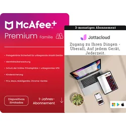 McAfee+  Family | 1 Jahr | Identitätsschutz | Jugendschutz + Jottacloud unbegrenzte Cloud-Backups