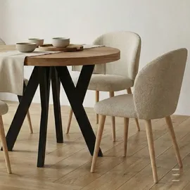 dekori.interiors Runder Ausziehbarer Tisch 110 x 77 x 110 cm Eiche Craft Golden / Schwarz - Braun