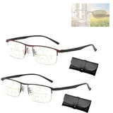 Sovtay Outfany Intellireader, Outfany Lesebrille, Outfany Intelli Lesebrille, Progressive Fern- Und Nah-Lesebrille Aus Titan, Progressive Lesebrille Für Frauen Und Männer (3.0x,Black+Red) - 3.0x