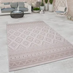 Teppich PACO HOME "Vermont 184", beige, B:200cm H:4mm L:280cm, Polypropylen, Teppiche, Flachgewebe, modernes Design mit Rauten, gesteift, Outdoor geeignet