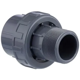 Mega Group - Verschraubung PVC-U 50 mm x 1 1/2 Klebemuffe x Innengewinde 10 bar, Grau,