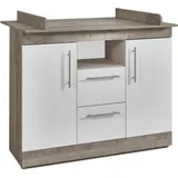 Arthur Berndt SELINA Wickelkommode mit abnehmbarem Wickelaufsatz Platinum Oak/Weiß - Made in Germany