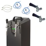 ich-zapfe Komplett Set - Zapfanlage, Bierzapfanlage STREAM 50K mit Luftpumpe Bierkoffer, Durchlaufkühler 2-leitig Trockenkühler, bis zu 55 Liter/h - Black Edition, 5 Liter Adapter,ohne