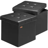CASARIA Faltbarer Sitzhocker mit Stauraum 2er Set Schwarz