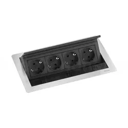 Schulte EVOline FlipTop Push M 00.027 Klappsteckdose 4 fach Edelstahl