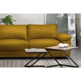 KAWOLA Sofa LOLA Ecksofa XL Stoff curry mit motorischer Relaxfunktion Recamiere links - Orange