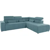 Ecksofa DOMO COLLECTION "Brandon L-Form, auch in Leder", blau (türkis), B:275cm H:80cm T:228cm, Sofas, Ecksofa, inklusive Kopfteilverstellung, wahlweise mit Sitztiefenverstellung