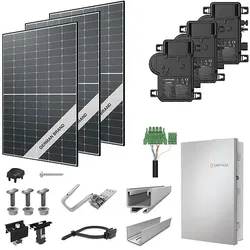 PV-Komplettanlage 12 kWp mit Enphase Mikrowechselrichtern, 30 Solarmodulen Glas-Folie black frame & Montagesystem Aufdach (* 0% MwSt. gem. §12 Abs. 3 UstG)