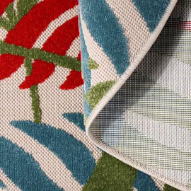 Sanat Teppich Floral Outdoor, rund, Höhe: 6 mm, In- und Outdoor geeignet, florales Design, Balkon, Terasse bunt Ø 120 cm x 6 mm