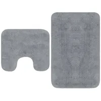 vidaXL Badematten-Set 2-tlg. Stoff Grau