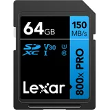 Lexar SDXC 64GB UHS-1 V30 Serie Blue 800x PRO UHS-I Speicherkarte, Blau