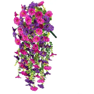 URPIZY Künstliche Hängende Prunkwinde Blumen - Lebensechte Outdoor Dekoration 75cm Lang für Garten Wand Zaun(Lotus + Lila)