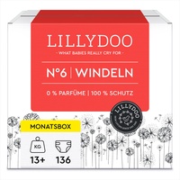 LILLYDOO Windeln, Größe 6 (13+ kg), Monatsbox (136 Windeln) (FSC Mix)