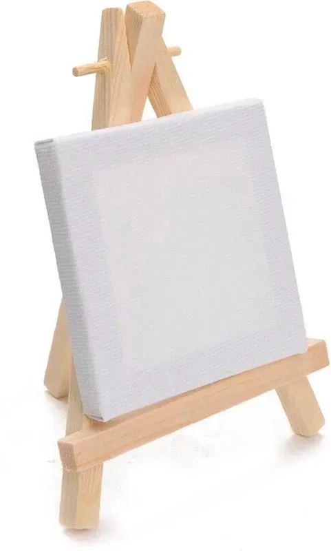 Super Mini Staffelei mit Leinwand - 7 x 7cm - Spielzeuggröße