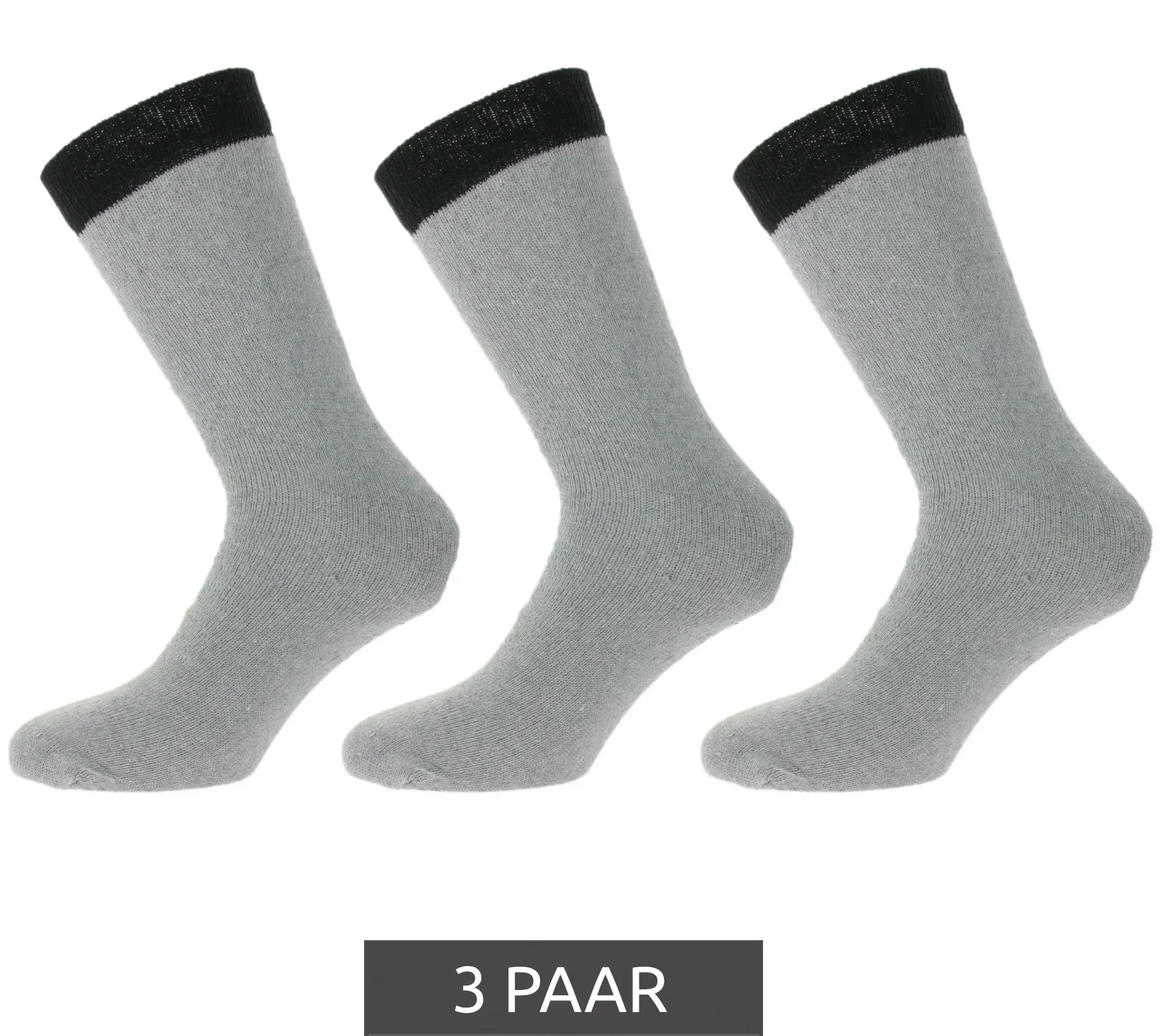 3 Paar MENS WORK SOCKS Arbeits-Socken Baumwoll-Socken Work-Socken lange Socken MWS-21002 Grau - 42-45