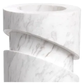 Casa Padrino Luxus Marmor Deko Objekt Weiß Ø 18 x H. 36 cm - Wohnzimmer Deko - Schreibtisch Deko - Luxus Marmor Deko Accessoires