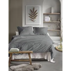 Bettwäsche IRISETTE "Tokio 8607", grau, B/L: 155cm x 220cm, , Mako-Satin, B/L: 80cm x 80cm, Mako-Satin, Obermaterial: 100% Baumwolle, Bettwäsche, seidiger Glanz, besonders weich und hautschmeichelnd