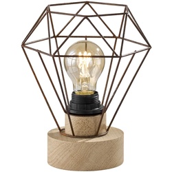 Retro Käfig Tisch Leuchte rost Wohn Schlaf Zimmer Holz Lese Lampe Eiche Optik FH-Lighting 850072