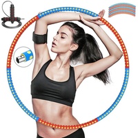 Daskoo Hula-Hoop-Reifen steckbarer Hula Hoop Fitness Reifen, 6-teilig abnehmbar, Ø90cm (Inklusive Springseil und Schweißtuch), Ø90cm, Bauchtrainer für Erwachsene zur Gewichtsreduktion und Massage blau|rot