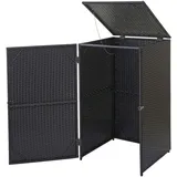 Mendler Mülltonnenverkleidung HWC-E25, Mülltonnenbox Mülltonnenabdeckung, Poly-Rattan 120l ~ schwarz