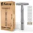 KANZY Rasierhobel Herren und Damen mit 10 Klingen Edelstahl Nassrasierer Sicherheitsrasierer arbeitet mit allen Doppelkante Rasierer Safety Razor Set