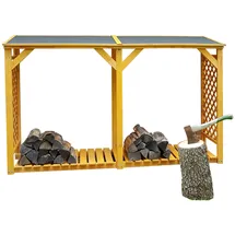 Promadino Kaminholzregal Speyer Holz 238 x 148 x 68 cm honigbraun