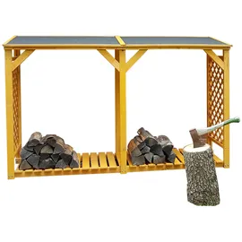 Promadino Kaminholzregal Speyer Holz 238 x 148 x 68 cm honigbraun