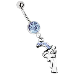 Bauchnabelpiercing ADELIA ́S "Piercing  Piercing Bauchnabelpiercing", Damen, blau, Chirurgiestahl, modisch, Piercings, 316l Stahl Banane - mit Pistole Revolver und blauen Zirkonia
