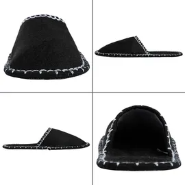 Onvaya ONVAYA® ABS Gästepantoffel | Eule | schwarz | 6er Set | Antirutsch Sohle | Hausschuhe | Filzpantoffel | 36-45 | verschiedene Farben | - Schwarz