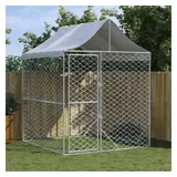 vidaXL Outdoor-Hundezwinger mit Dach Silber 2x2x2,5 m Verzinkter Stahl