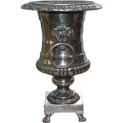Casa Padrino Antik Stil Vase Lion aus Aluminium vernickelt - Pflanzentopf - Hotel Dekoration - Barock Blumengefäss