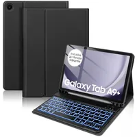 Samsung Galaxy Tab A9+ / A9 Plus Tastatur Hülle, Deutsches Beleuchtung Tastatur für Samsung Galaxy Tab A9 Plus 11 Zoll, Schutzhülle mit Tastatur für Samsung Tab A9+ (SM-X210/X216/X218), Schwarz