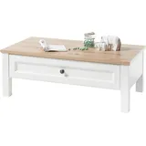 Stolkom "Toskana, TOPSELLER", braun (artisan, weiß, weiß, artisan), H:41cm, Tische, Couchtisch, Landhausstil weiß, Tisch mit 1 Schubkasten