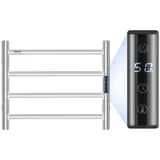 Vevor Handtuchtrockner Heizkörper Handtuchwärmer, beheizter Handtuchhalter mit 4 Stangen, wasserdichter Handtuchwärmer mit Timer und LED-Anzeige... - Silber
