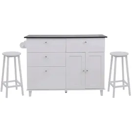 MCW Kücheninsel 90 x 131 x 47 cm weiß/Marmor-Optik schwarz