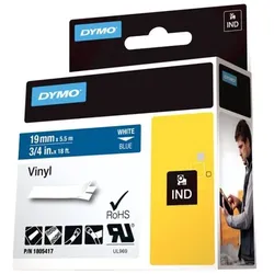 Dymo Rhino Coloured Vinyl - Vinyl - permanenter Klebstoff - weiß auf blau - Roll