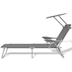 vidaXL Sonnenliege mit Sonnenschutz Stahl Grau