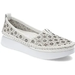 Weiße Mokassins Venezia Schlupfschuhe, 41