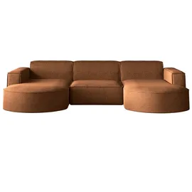 Kaiser Möbel Ecksofa, Sofa U form, Couch U form MODENA U STUDIO stoff Verita Kupfer - Rot