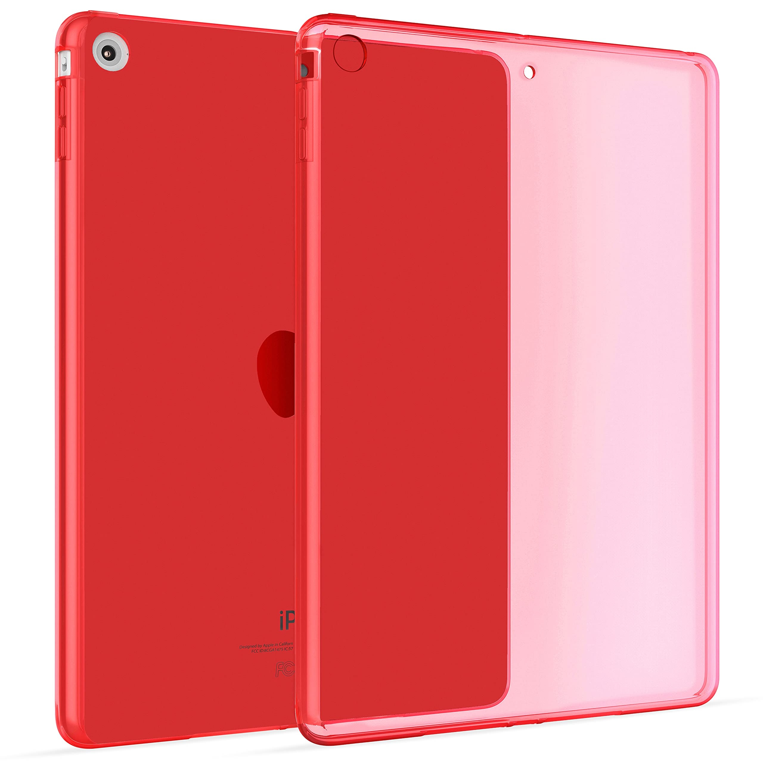 Okuli Hülle Kompatibel mit Apple iPad Mini 1, Mini 2, Mini 3 - Transparent Silikon Cover Case Schutzhülle in Rot