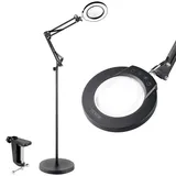 Vevor Bodenlupe Standlupe 5-fache Standlupe mit Licht, höhenverstellbare Standlupe mit Licht, 3-in-1-LED 5 Farben mit stufenloser Einstellung, Lupenleuchte