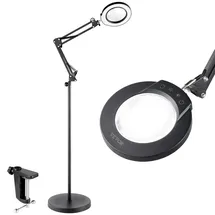 Vevor Bodenlupe Standlupe 5-fache Standlupe mit Licht, höhenverstellbare Standlupe mit Licht, 3-in-1-LED 5 Farben mit stufenloser Einstellung, Lupenleuchte