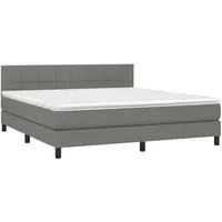 vidaXL Boxspringbett, mit Matratze Dunkelgrau 160x200 cm Stoff