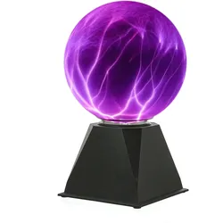 SATISFIRE Plasmakugel Plasmaball Retro Lichteffekt mit Blitzshow Automatik lila